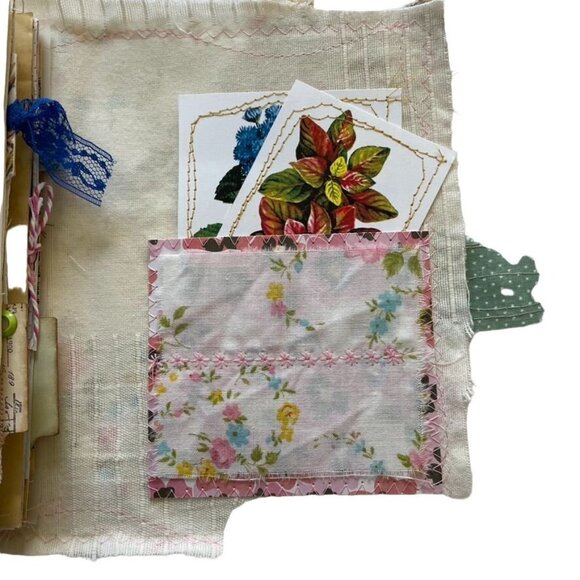 Writing Junk Journal Vintage Style Fabric Cover Diary Includes Ephemera No 17 u - Picture 8 of 16